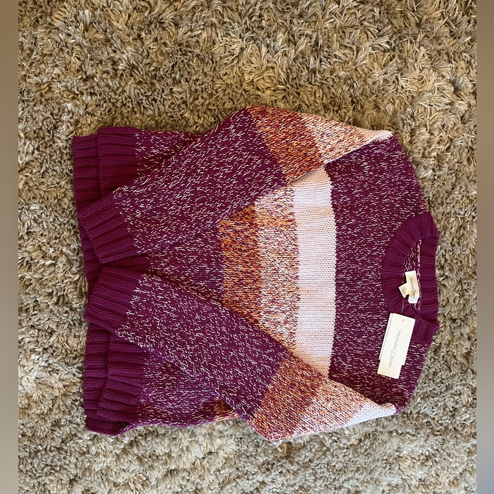 Treasure & Bond girls purple stripe sweater